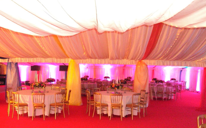 Internal Marquee with Tables Chairs and Dance Floor